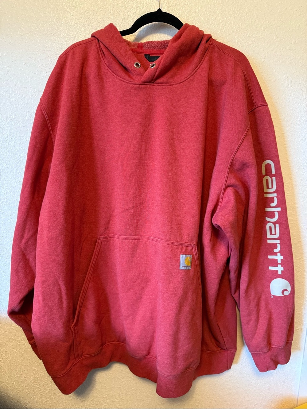 Carhartt Men’s Red Crewneck Hoodie with Sleeve Logo